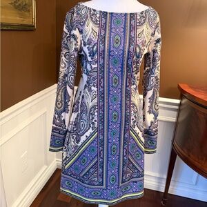 Hale Bob Sheath Jersey Knit Long Sleeved Dress Boat Neck Size Small NWT
